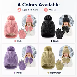 Conjunto gorro y guantes táctiles de punto cálido infantil