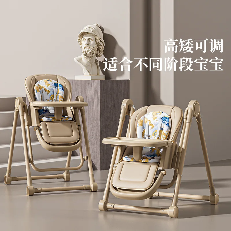 Silla alta de comedor para bebés reclinable, plegable y ajustable - imagen 2