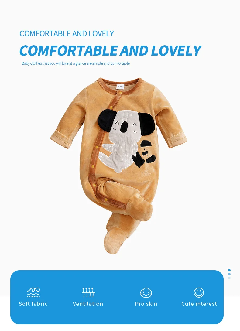 Body infantil con estampado de koala, manga larga y felpa gruesa