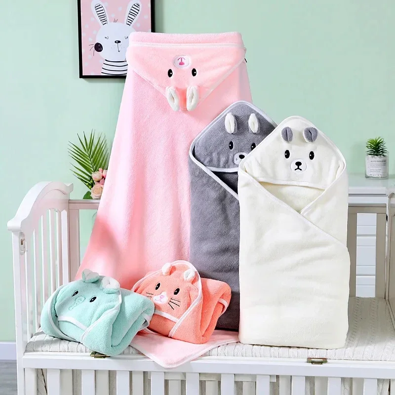 Toalla con capucha para bebé – Manta suave de algodón con animales - imagen 4
