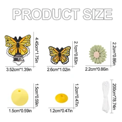 LOFCA collar de dentición con silicona: cuentas mariposa y flores