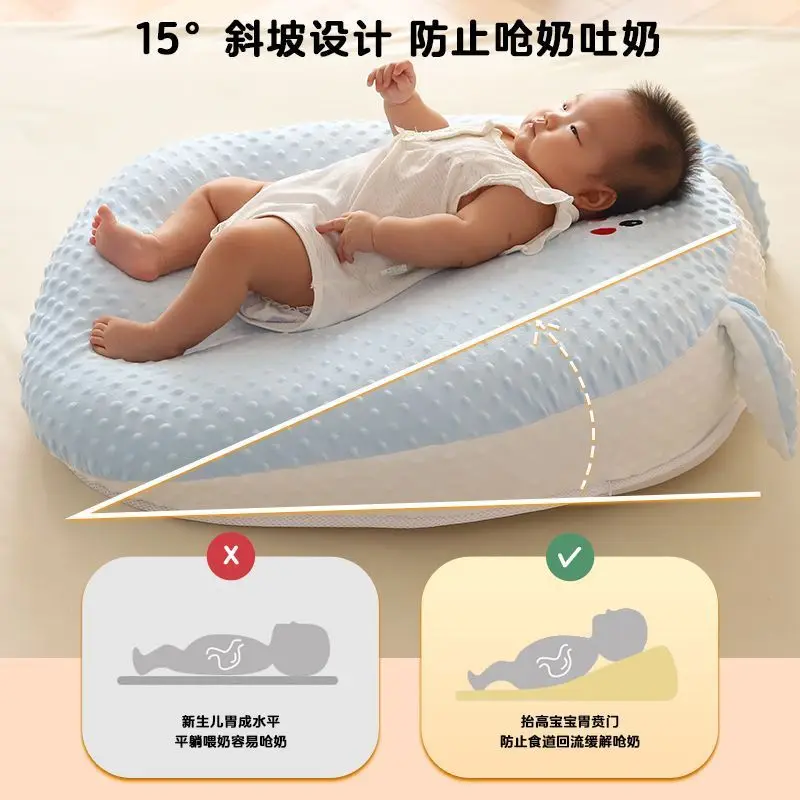 Almohada anti-reflujo de terciopelo para bebé – Posicionamiento seguro recién nacido - imagen 4