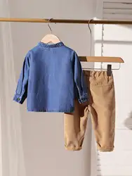 Conjunto vaquero bebé de camisa y pantalón para primavera y otoño