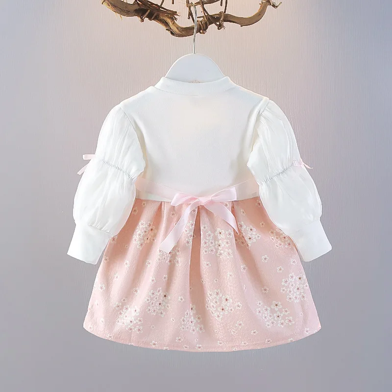Vestido de manga larga con estampado floral para niña primavera - imagen 2