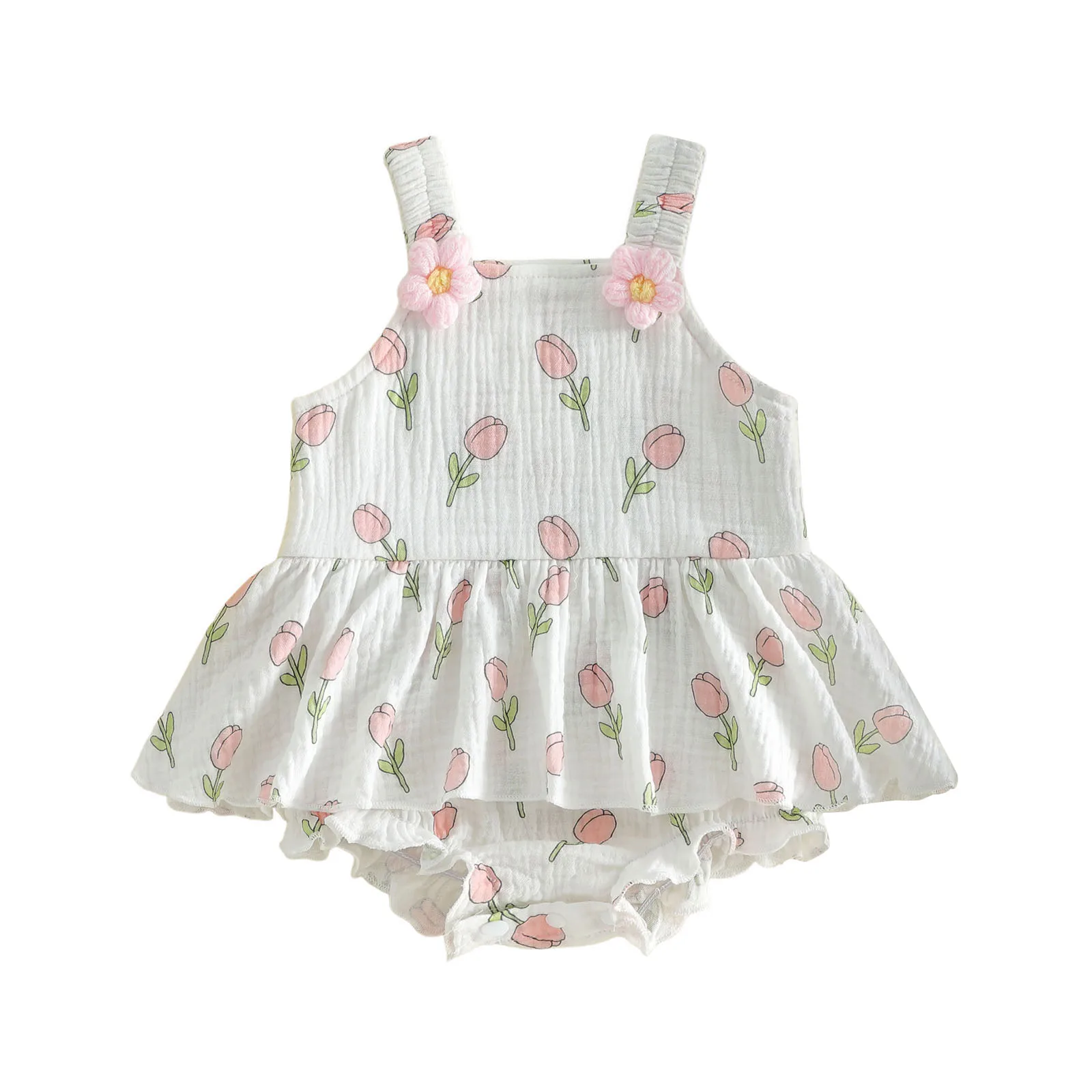 Vestido de verano sin mangas para niña con estampado floral