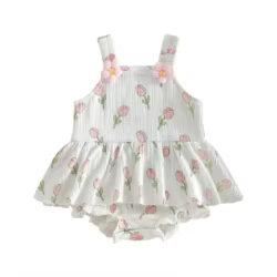 Vestido de verano sin mangas para niña con estampado floral