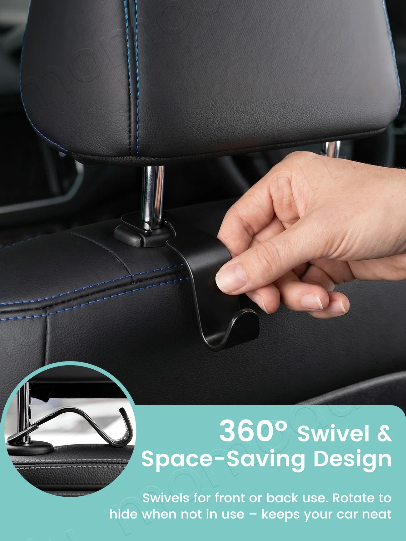 Ganchos para reposacabezas de coche con clips fijadores - imagen 5