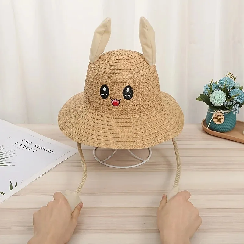 Sombrero anti-UV en paja, ala ancha, orejas de conejo - imagen 5