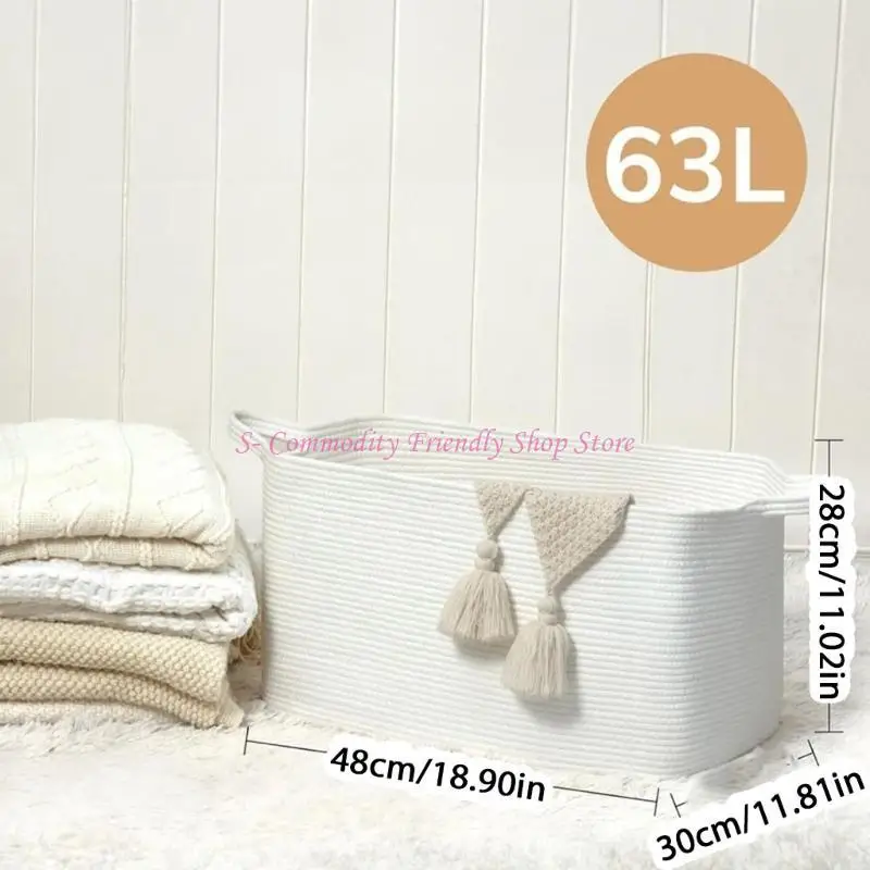 Cesta almacenamiento con cuerda de algodón para estantes - imagen 2