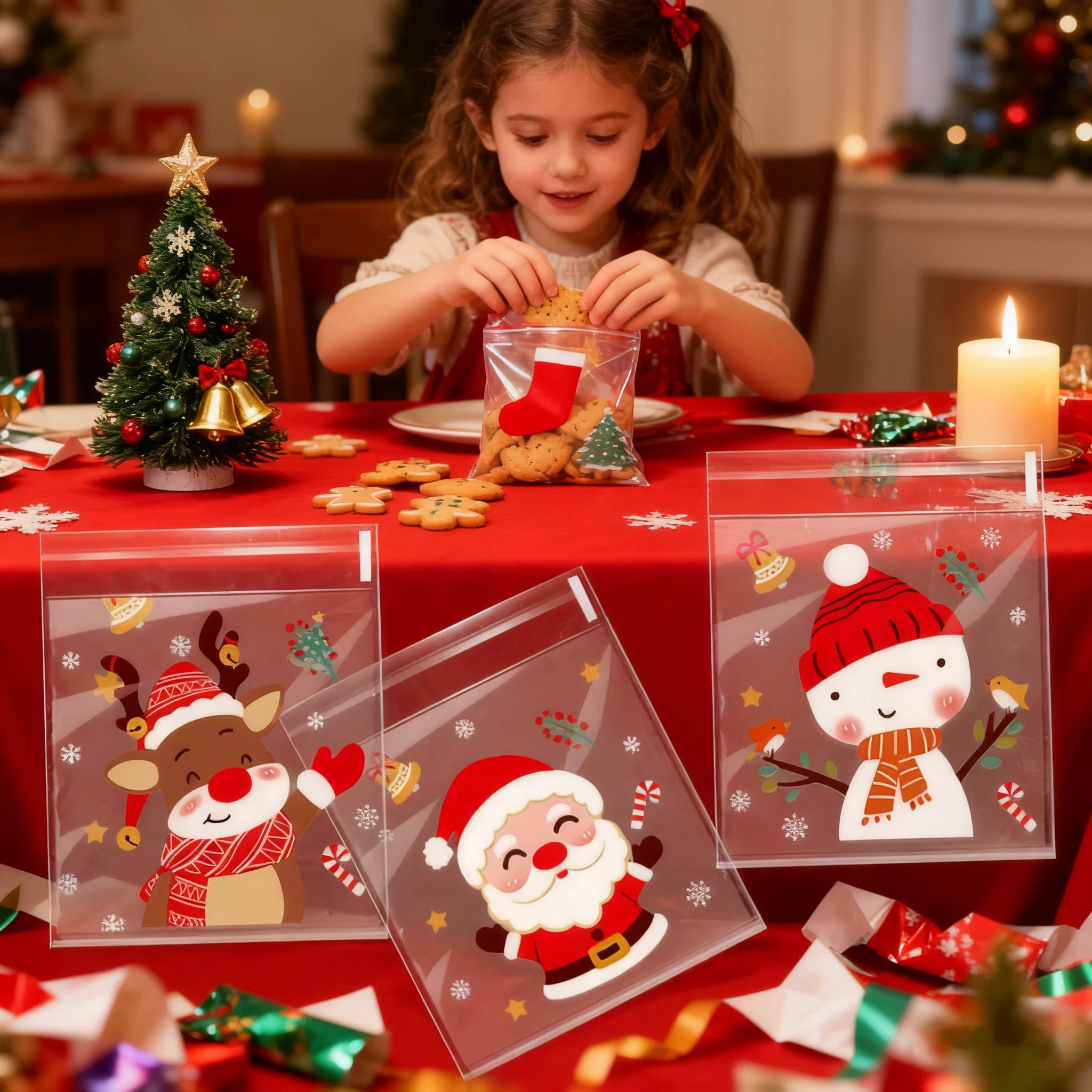 Bolsa OPP de Navidad con copos de nieve