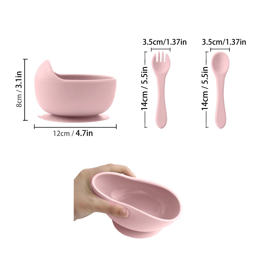Set de cena de silicona para bebé con ventosa