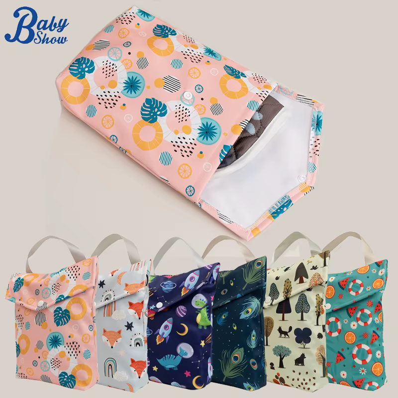 Bolsa de pañales para bebé impermeable doble capa seco y húmedo