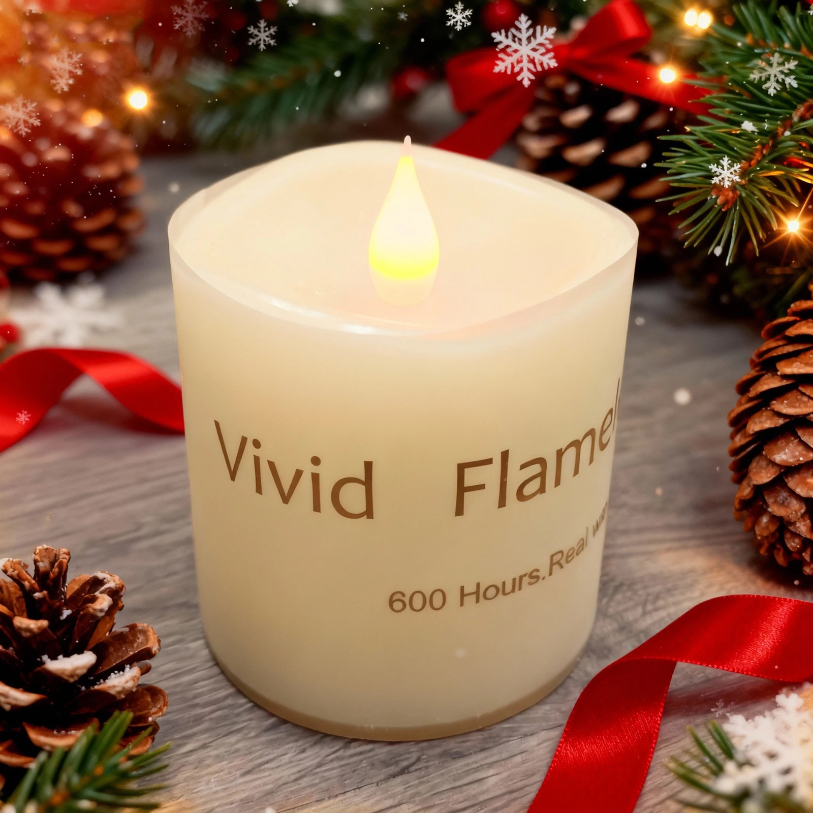 Velas LED de pilar sin llama marfil con mando a distancia parpadeante - imagen 4