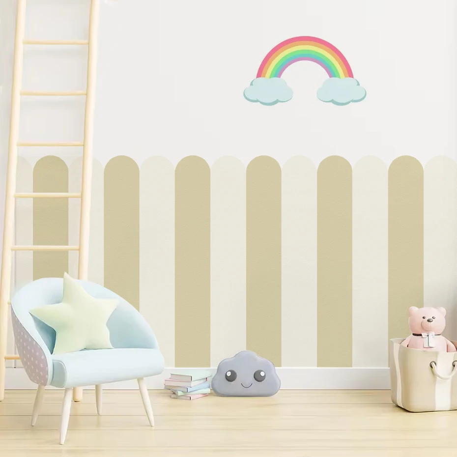 Papel pintado infantil de rayas verticales multicolor autoadhesivo - imagen 5