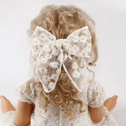 Pinzas para el pelo con lazo de encaje bordado para niña
