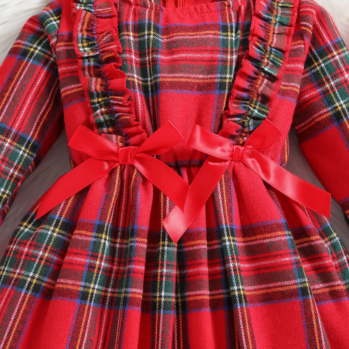 Vestido princesa cuadros invierno para niña con diadema - imagen 5