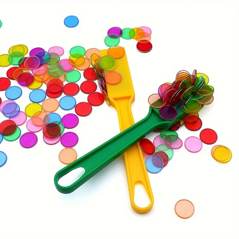 Juegos Montessori magnéticos con fichas de bingo y colores