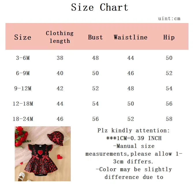 Vestido de verano recién nacida estampado corazones negro rojo con lazo - imagen 5
