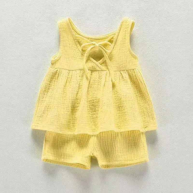 Conjunto interior de verano sin mangas para niñas algodón y lino - imagen 4