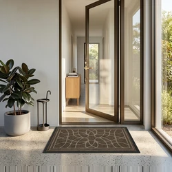 Alfombra de entrada impermeable con diseño floral mandala