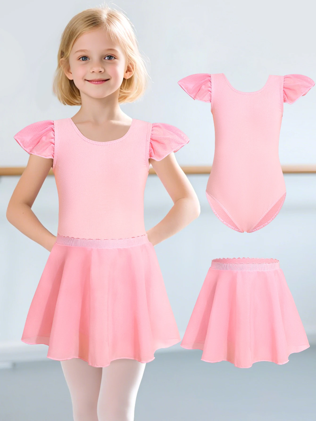Leotardos de ballet para niñas con mangas de volantes - imagen 4