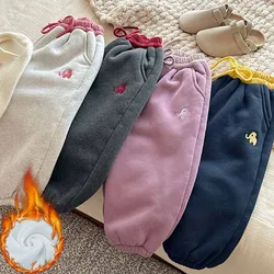 Pantalón chándal de lana gruesa para invierno infantil
