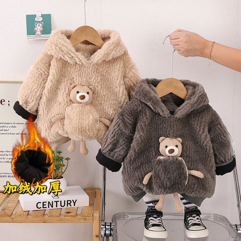 Suéter acolchado con capucha de terciopelo cálido para invierno - imagen 5