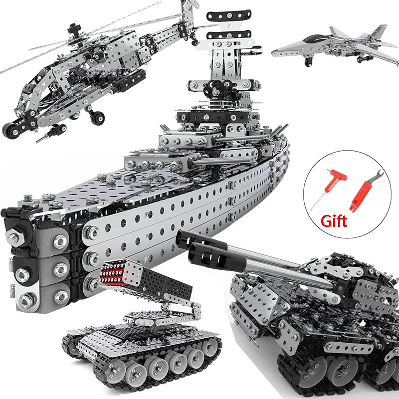 Juego de construcción con tanques y barcos para niños