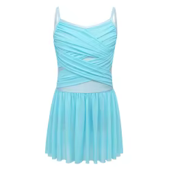 Vestido de ballet juvenil con tirantes finos y tutú malla fruncida
