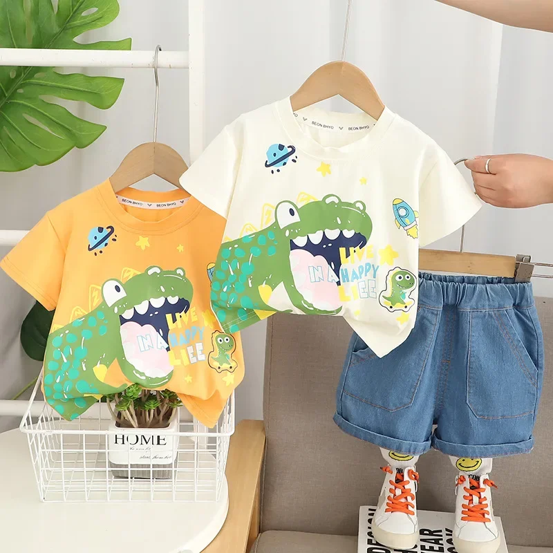 Conjunto de verano para niño pequeño con camiseta y short de mezclilla - imagen 5