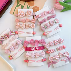 Pasadores para el pelo de bebé con lazo floral rosa