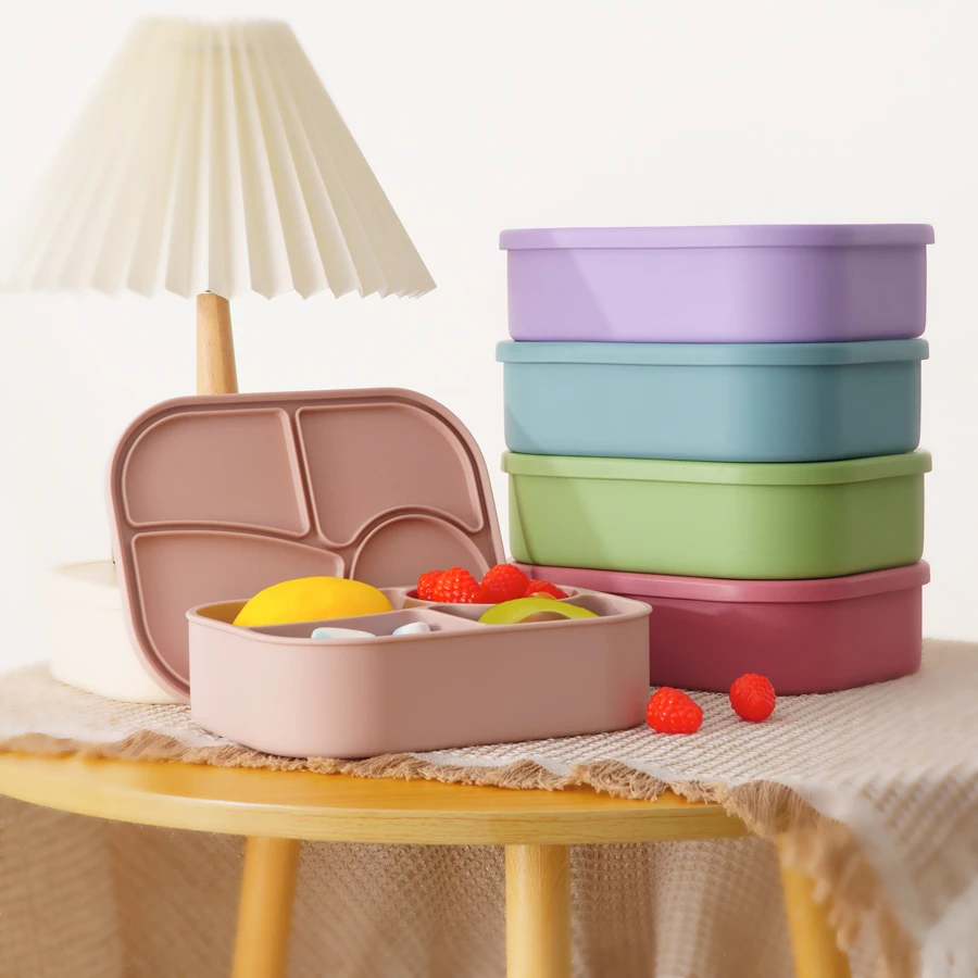 Fiambrera de silicona infantil con cuatro compartimentos – Plato portátil para bebé - imagen 5