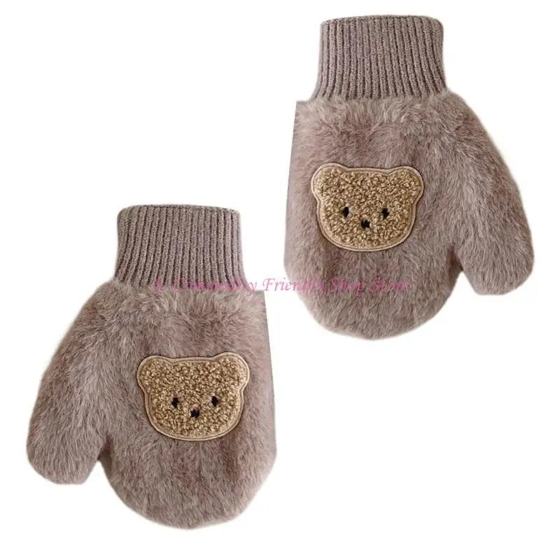 Manoplas de invierno antideslizantes con cuerda y dibujos de oso - imagen 3
