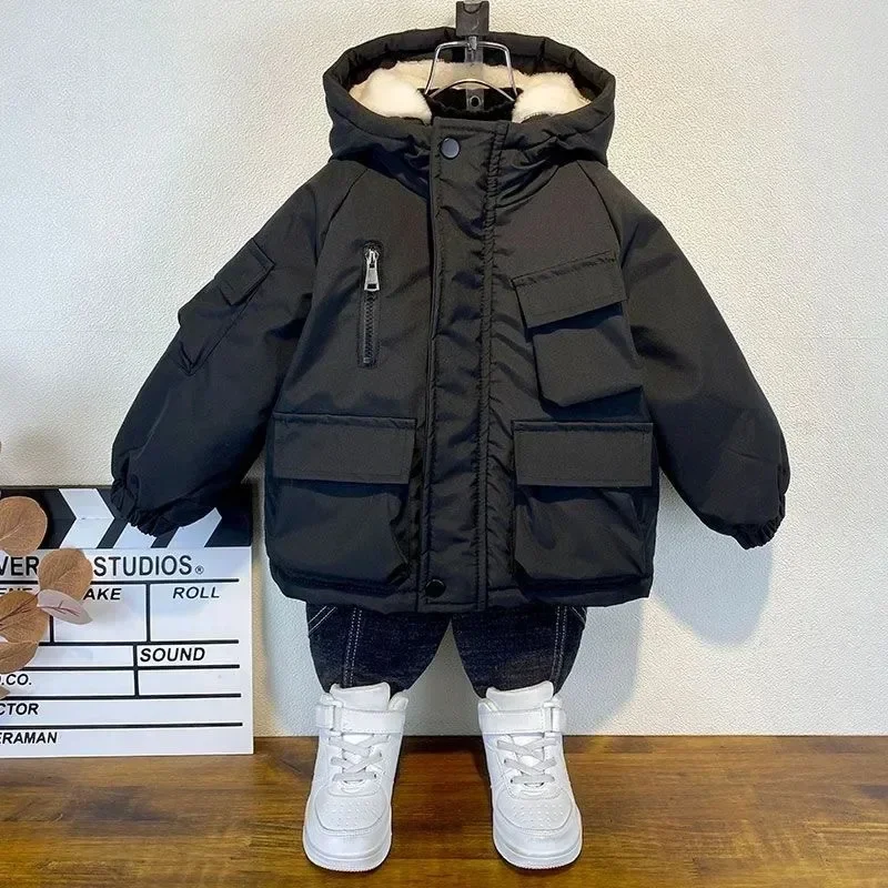 Chaqueta de invierno niños con capucha y cremallera