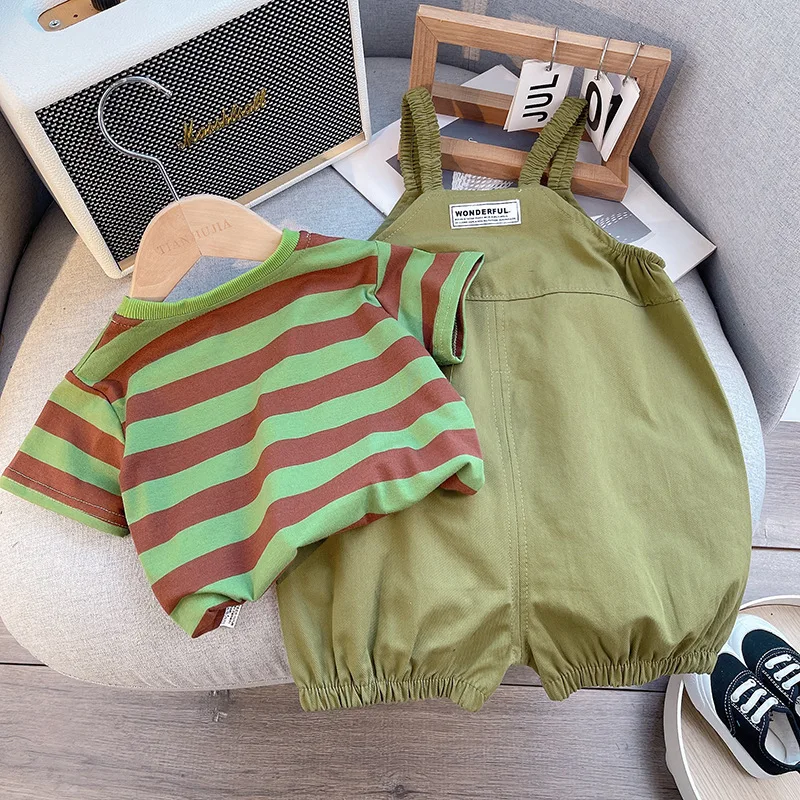 Conjunto infantil verano niño camiseta rayas