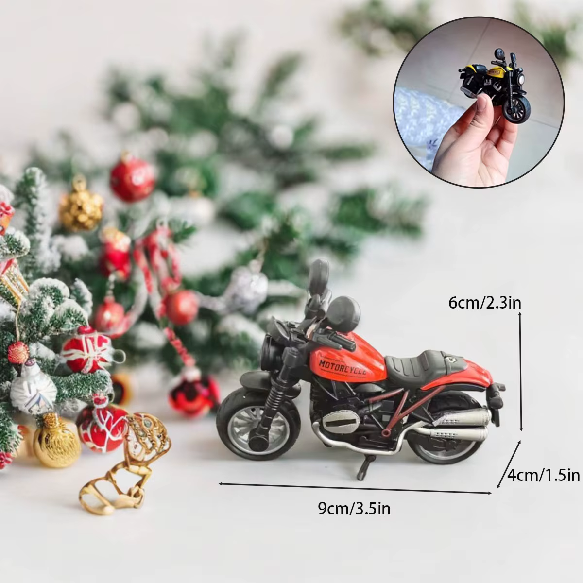 Miniatura de motociclismo rojo de aleación con detalles metálicos