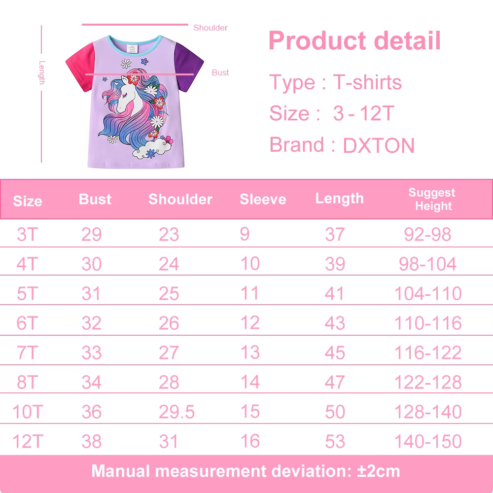 Camiseta para niña con estampado floral de unicornio