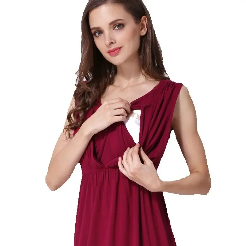 Vestido de lactancia veraniego sin mangas, hasta la rodilla - imagen 3