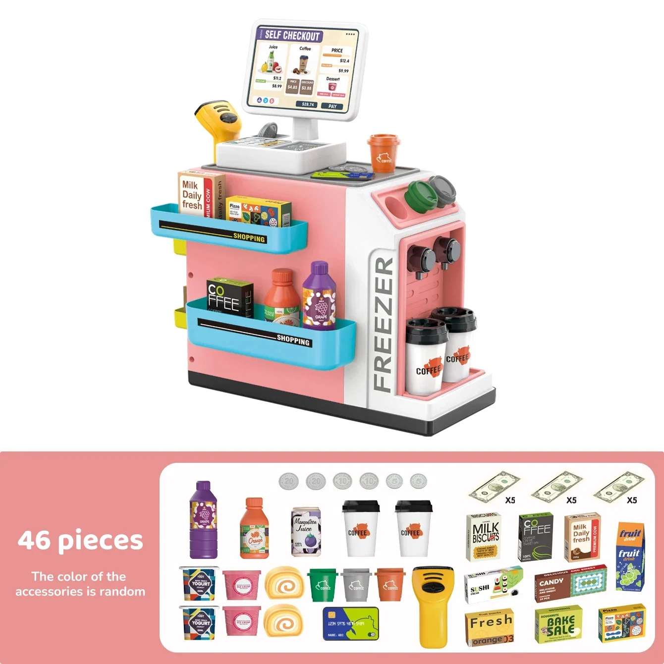 Set de caja registradora y máquina de café de juguete para niños - imagen 3