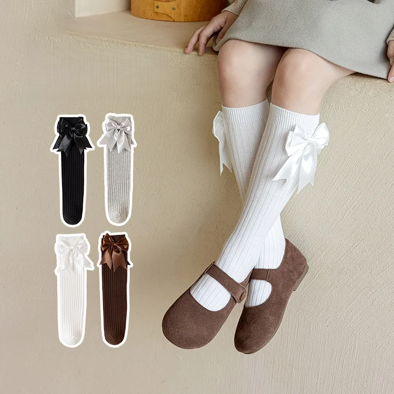 Calcetines altos de niña con lazo grande sin costuras primavera - imagen 4