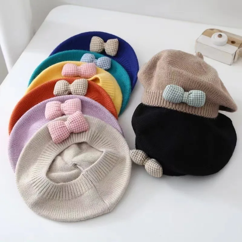 Gorro de boina tejido para niña de 1 a 4 años