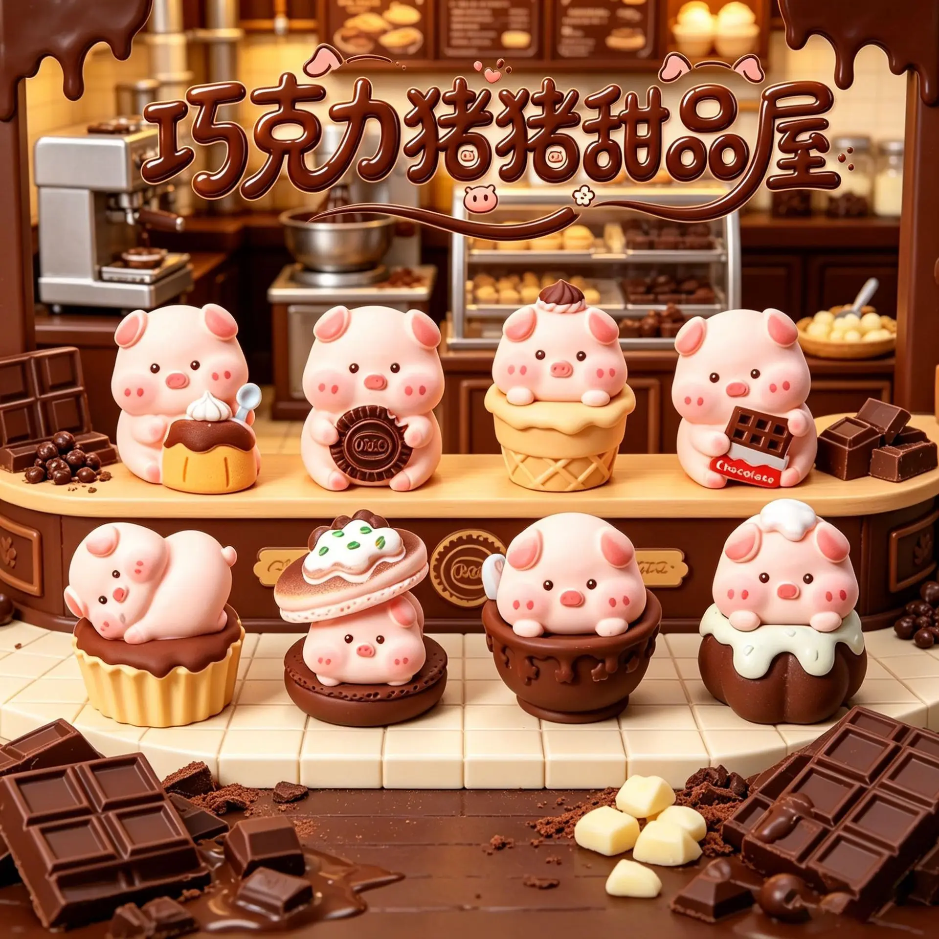 Figuras cerdo chocolate mini para adornos de escritorio y regalos - imagen 4