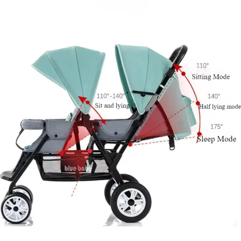 Cochecito doble ligero plegable alto para paseo, reversible - imagen 3