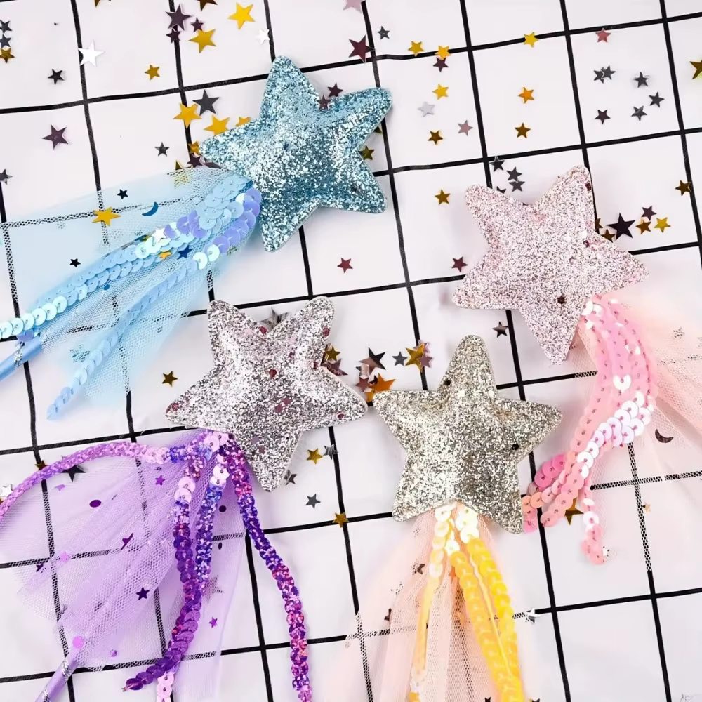 Varita de princesa con brillantina y estrella para niñas - imagen 3