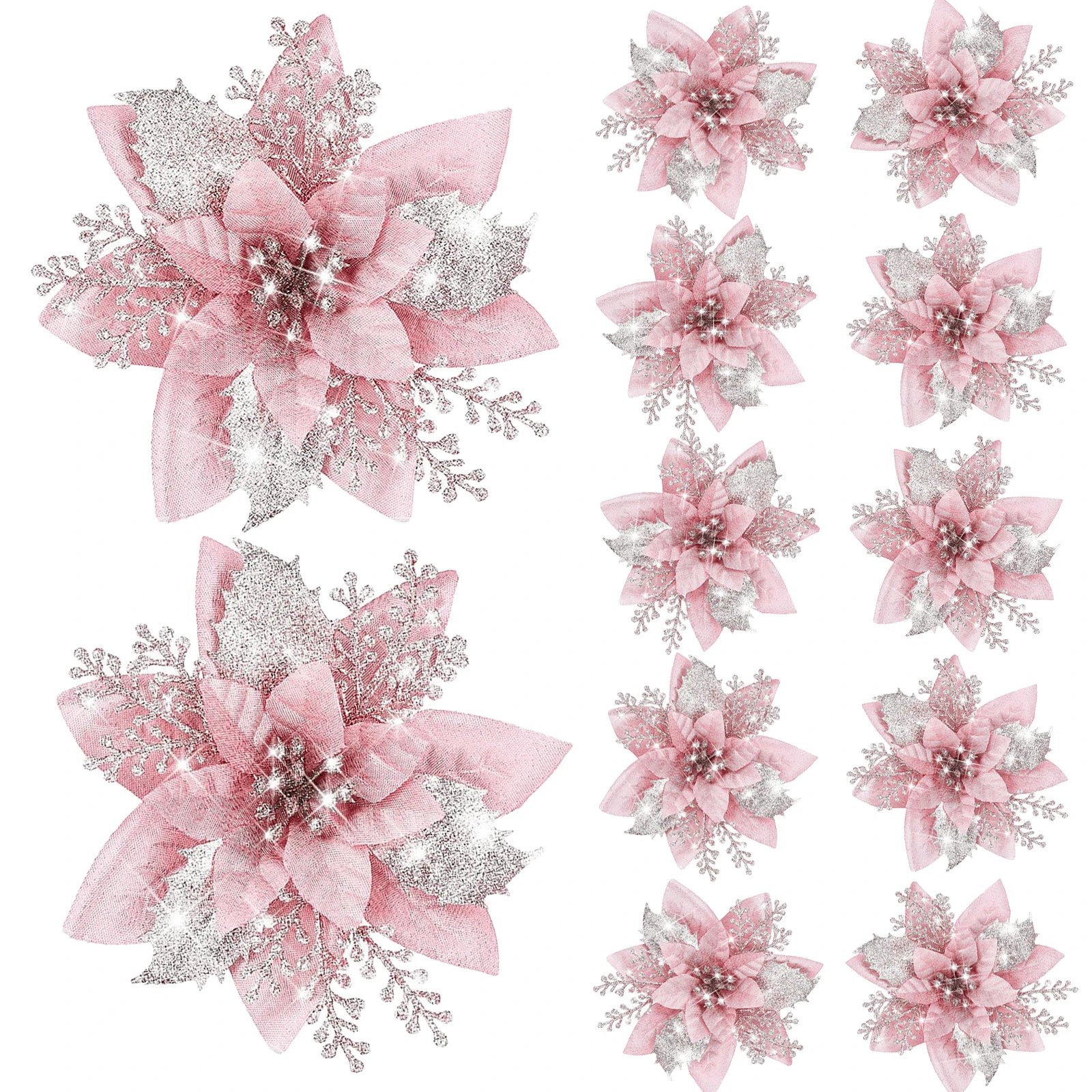 Variedad de colores disponibles de flores navideñas artificiales