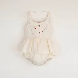 Pelele bordado floral sin mangas de verano para niña