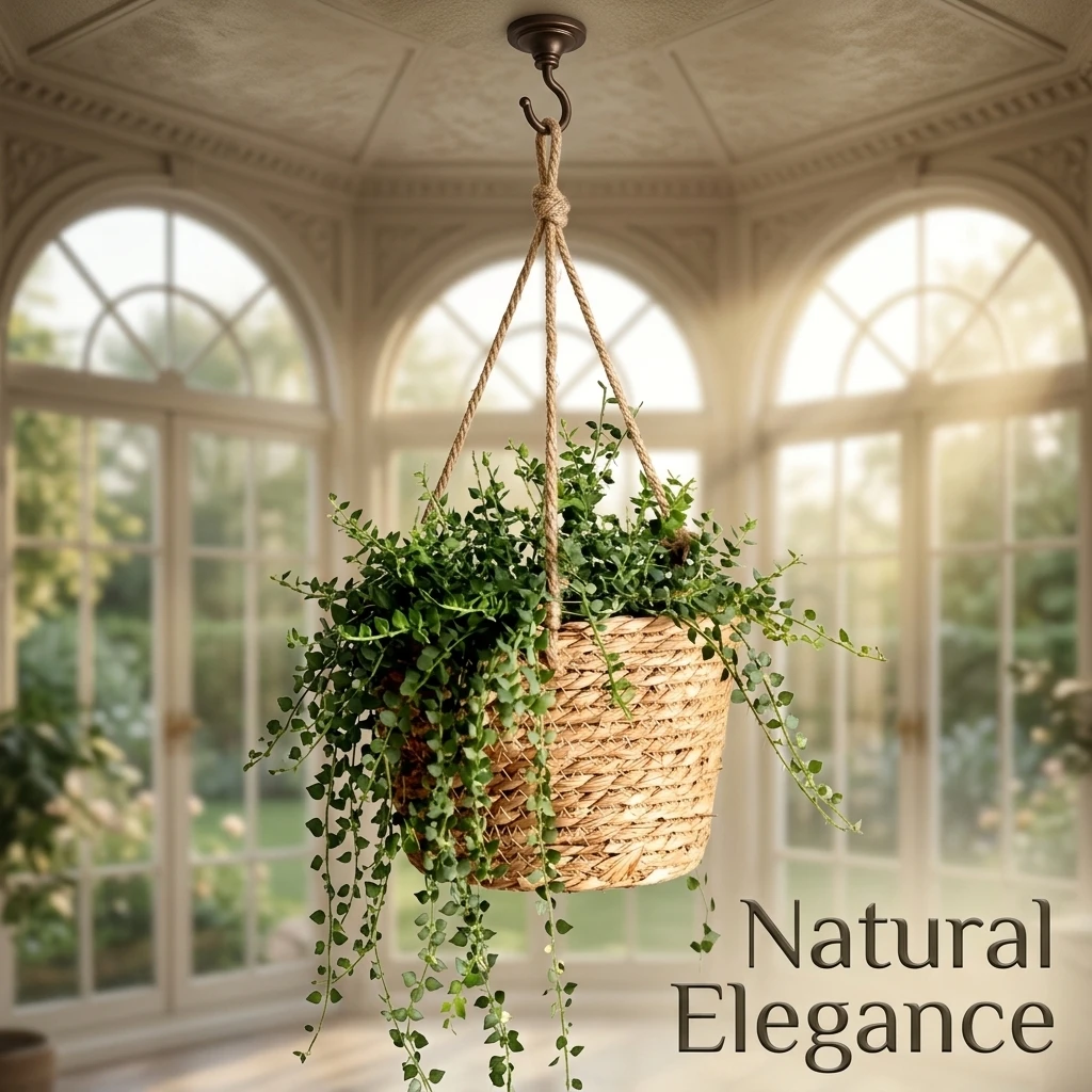 Maceta colgante estilo ratán para interior y exterior - imagen 5
