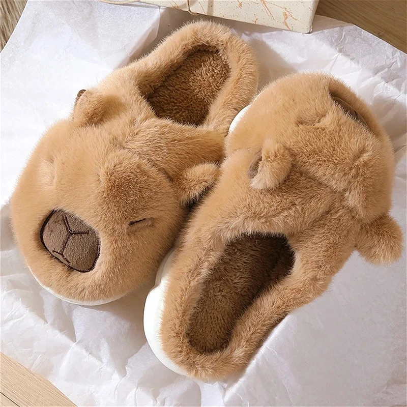 Zapatillas de algodón Capybara para mujer antideslizantes de casa