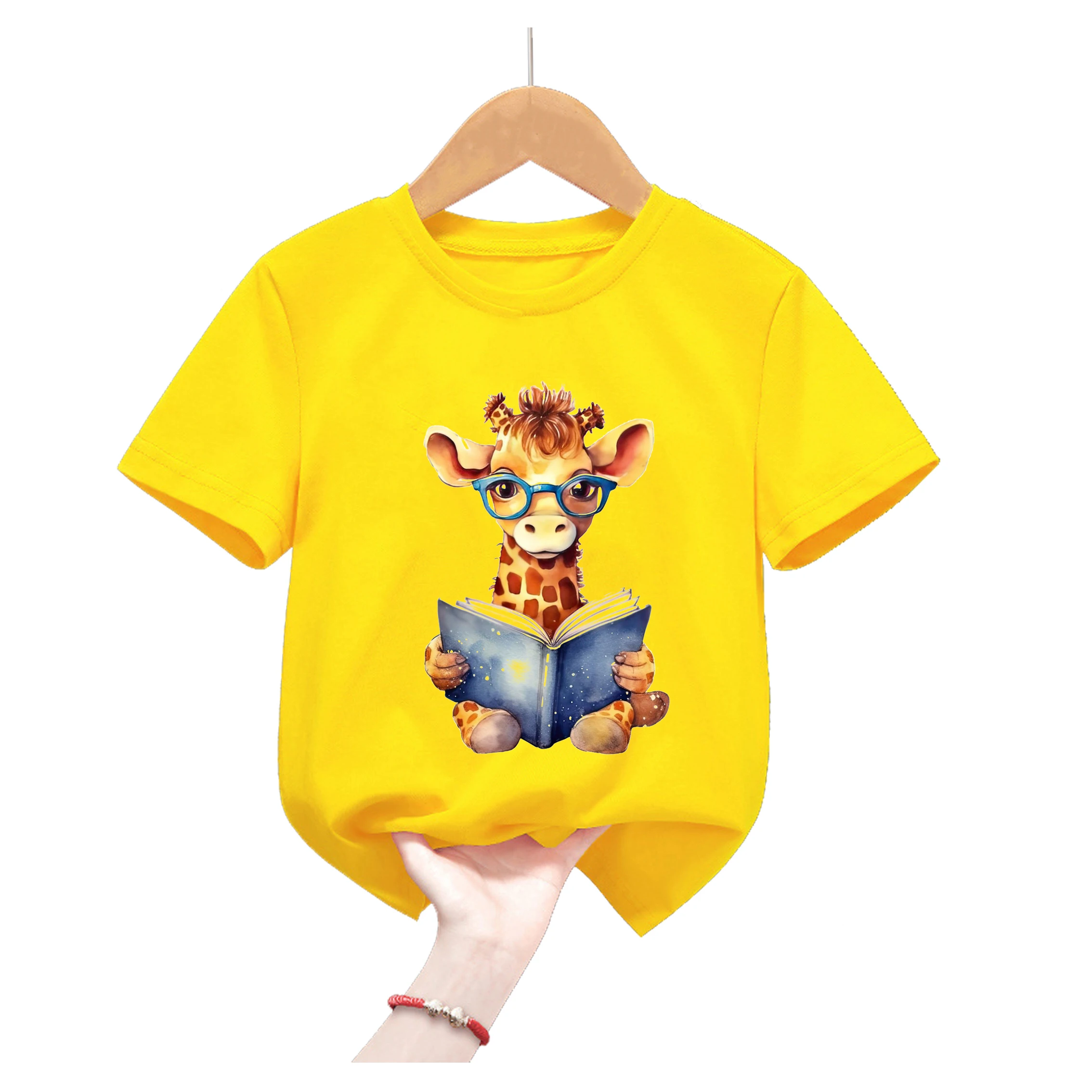 Camiseta infantil de verano con ciervo – Estilo kawaii amarillo - imagen 2