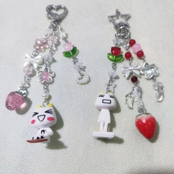 Toro Inoue llavero infantil para gato con corazón y borla de fresa